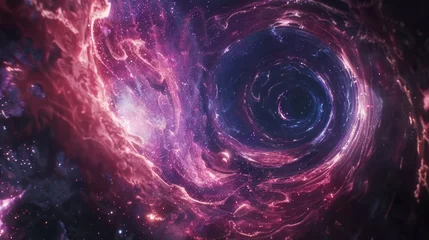 Fotobehang A mesmerizing spiral in the center of a galaxy. Perfect for science and space-themed projects © Fotograf