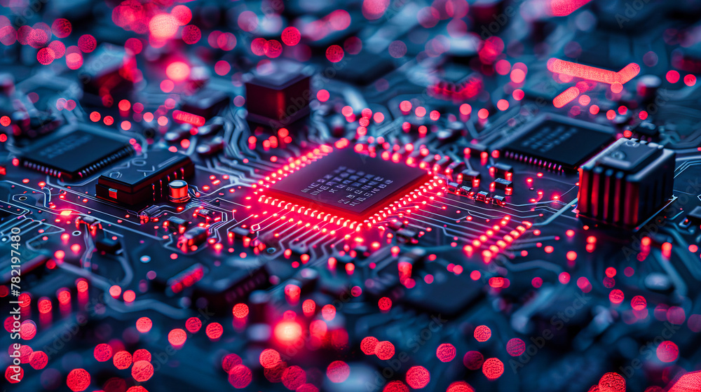Poster advanced technology circuit board, processor and hardware engineering, digital electronics concept