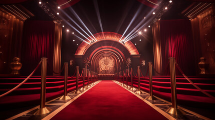 Red and gold magic stage isolation background, Illustration	