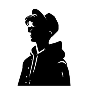 Young man Cool Handsome Hip Hop Boy, Boy Clipart, B Boy, Hip Hop Action vector black color silhouette, Black color silhouette, isolated white background  (61)