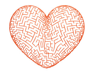 Love's Intricate Journey: D heart maze symbolizes the challenges and rewards of love. Perfect for illustrating romantic journeys, finding love, or navigating complexities in relationships.