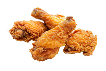 Pile of Fried Chicken on White Background