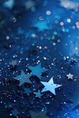 Close up of a blue background with stars. Perfect for design projects - obrazy, fototapety, plakaty