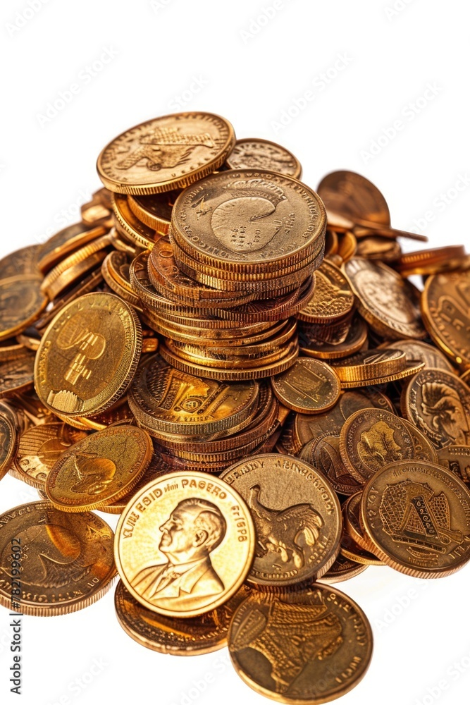 Aufkleber A pile of coins stacked on top of each other. Suitable for financial concepts