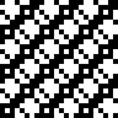 Seamless pattern. Checks, figures ornament. Ethnic motif. Geometric background. Tiles, curves backdrop. Squares, shapes wallpaper. Mosaic illustration. Digital paper, textile print, abstract vector.