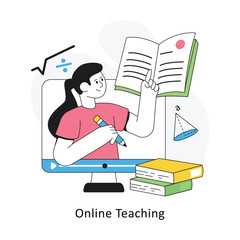 Online Teaching Flat Style Design Vector illustration. Stock illustration