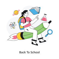 Back To School Flat Style Design Vector illustration. Stock illustration