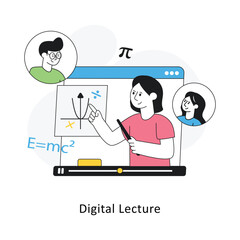 Digital Lecture Flat Style Design Vector illustration. Stock illustration