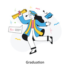 Graduation Flat Style Design Vector illustration. Stock illustration