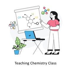 Teaching Chemistry Class Flat Style Design Vector illustration. Stock illustration