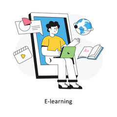 E-learning Flat Style Design Vector illustration. Stock illustration