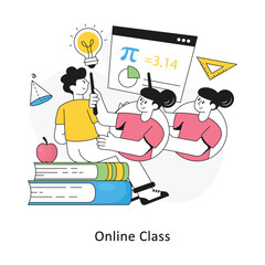 Online Class Flat Style Design Vector illustration. Stock illustration