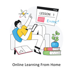Online Learning From Home  Flat Style Design Vector illustration. Stock illustration