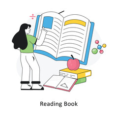 Reading Book Flat Style Design Vector illustration. Stock illustration