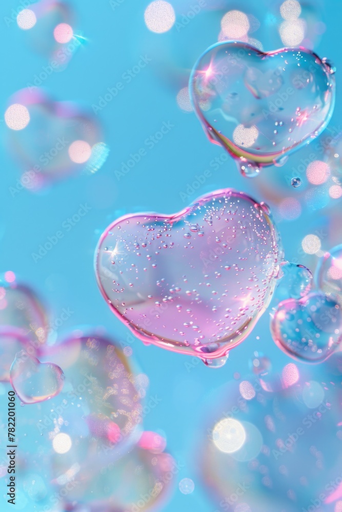 Poster A bunch of bubbles floating in the air. Ideal for adding a playful touch to designs