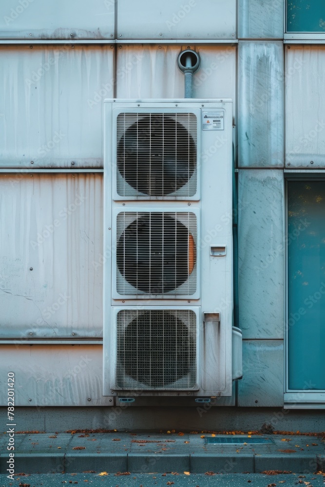 Poster side view of air conditioning units on a building. suitable for hvac or construction concepts