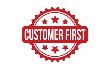 Customer First rubber grunge stamp seal vector