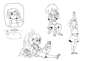 Morning and rexaling sketches of a girl