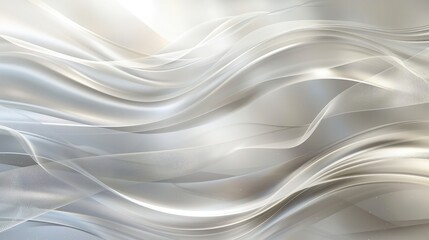 Shiny white and gray background with wavy lines, abstract 3d background white grey wavy waves flowing liquid 

