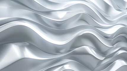 Shiny white and gray background with wavy lines, abstract 3d background white grey wavy waves flowing liquid 
