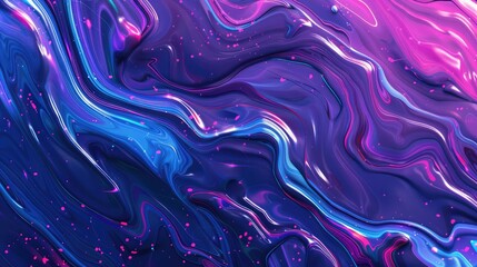 Trendy neon Ultra Violet and Blue abstract wave background, liquid ink texture. Modern stylish illustration with wavy acrylic effect. light purple  modern elegant back