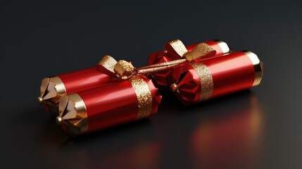 Festive Christmas crackers on dark background. Great for holiday designs
