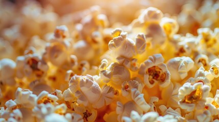 A bunch of popcorn on a table. Ideal for food and snack concepts - obrazy, fototapety, plakaty