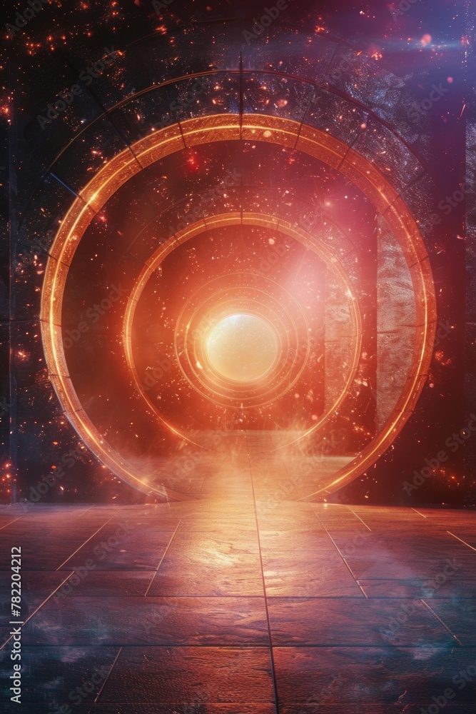 Poster a dark room with a light at the end of the tunnel. suitable for concepts of hope, success, and overc