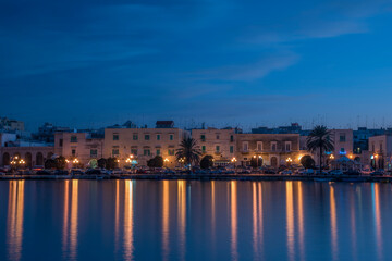 Lights night in Molfetta (Puglia, Italy) old port. 