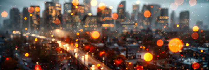 City Nights with Bokeh Lights, Urban Landscape Illuminated, Abstract and Colorful Street Scene Background