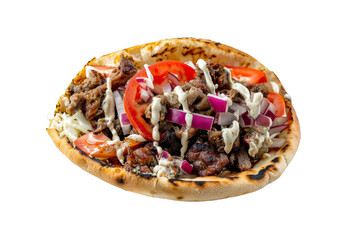 Delicious Gyro Filled With Meat, Vegetables, and Sauce