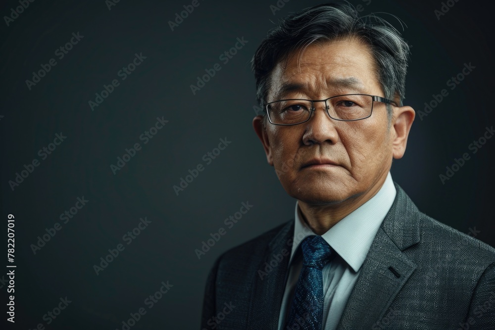 Poster professional man in a suit and tie posing for a picture. suitable for business and corporate concept