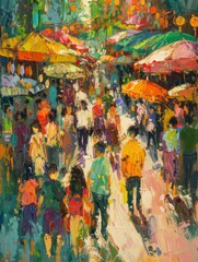Experience the Vibrant Joy of Art Shopping in a Colorful Market oil paintings