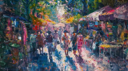 Experience the Vibrant Joy of Art Shopping in a Colorful Market oil paintings