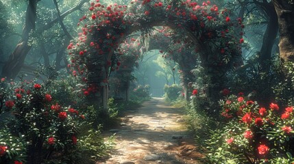 A fantasy nature background. Concept Art, Realistic Illustration. Video Game Backgrounds. Serious...