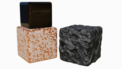 Cubes of oil, gas and coal