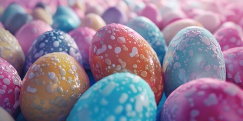 Fototapeta premium Close up of various colored Easter eggs, perfect for holiday designs