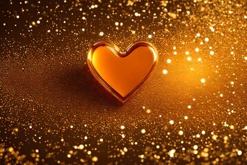 Fototapeta premium golden heart on red background