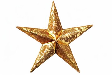 Obraz premium A shiny gold star ornament on a plain white background. Perfect for holiday and celebration designs