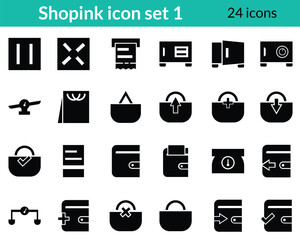 shopping icon pack, wallet, online shop icon set