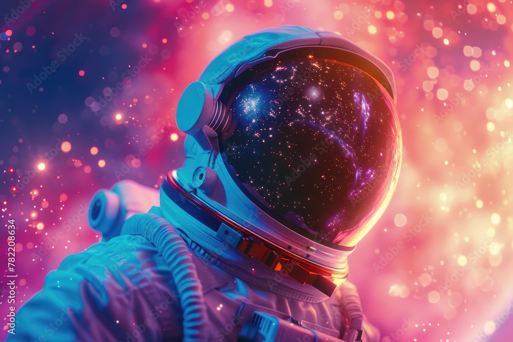 Poster close-up of a person wearing a space suit. great for science and technology concepts