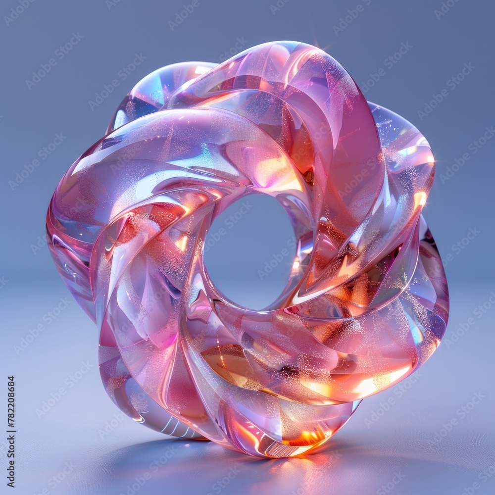 Poster an infinity loop with a holographic surface that bends light into a spectrum of vibrant colors