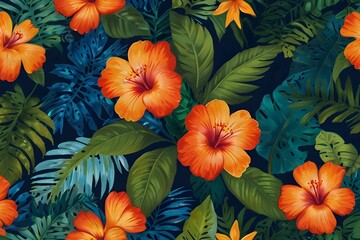 Cebrate the vibrant spirit of the Aloha State with a colorful and whimsical pattern that captures the essence of Hawaii, from the lush green foliage to the bright blue waters and vibrant sunset