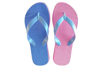 A pair of colorful flip flops on a sandy beach. Perfect for summer vacation concepts