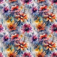 watercolor flower seamless pattern, creative floral background, fashion print, original modern decoration