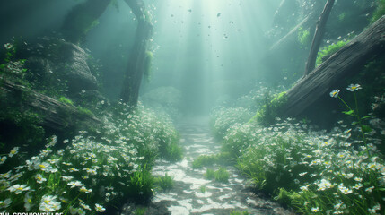 Under the sea near shipwreck