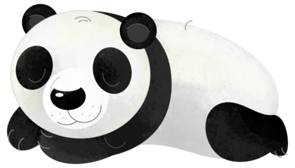 Tuinposter cartoon scene with panda bear animal theme isolated on white background illustration for children © agaes8080
