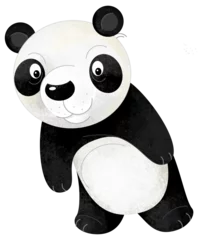 Stoff pro Meter cartoon scene with panda bear animal theme isolated on white background illustration for children © agaes8080