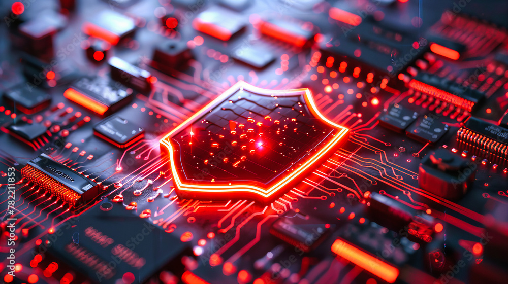 Poster computing and digital technology in cyber space, abstract circuit board background, high-tech concep