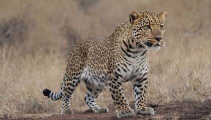A-Leopard-With-Its-Front-Paws-Outstretched-Reachi-